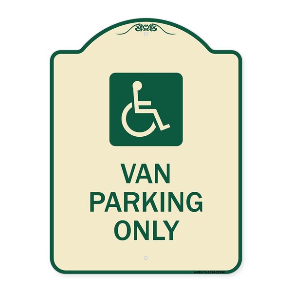 Van Parking With Handicap Symbol Heavy-Gauge Aluminum Architectural Sign, 24" x 18", TG-1824-22740